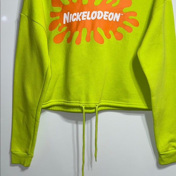 Nickelodeon Neon Green Hoodie Sweatshirt with Orange Logo - Picture 2 of 5